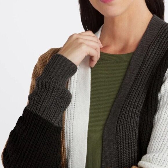 Fortune Ivy Edwina Cardigan Women M Open Front Longline Cozy Chic - Picture 2 of 14